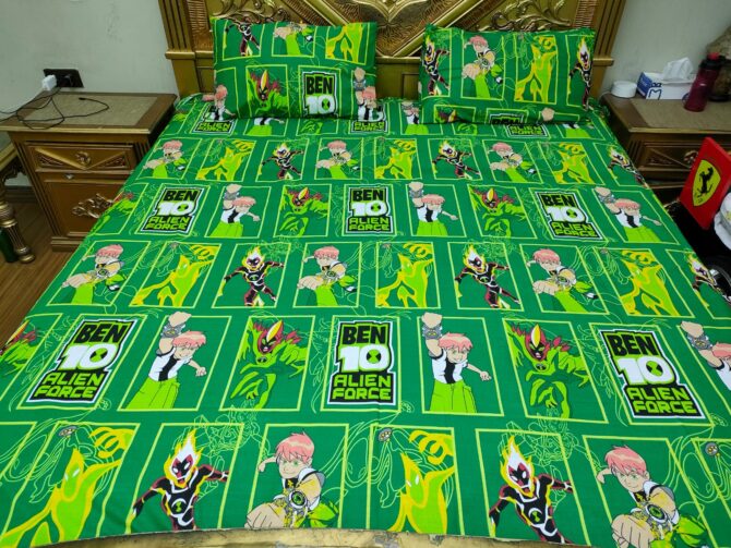 ben 10 cartoon kids green bedsheet