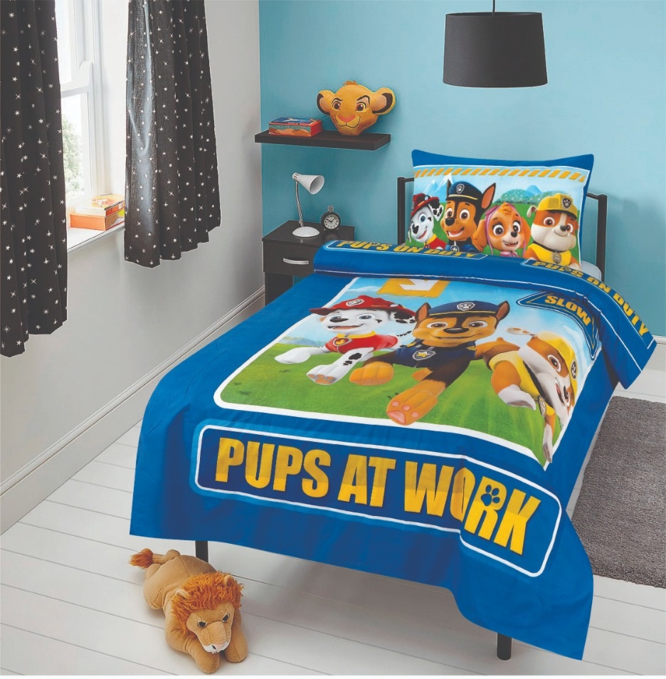 paw patrol bed set pups at work